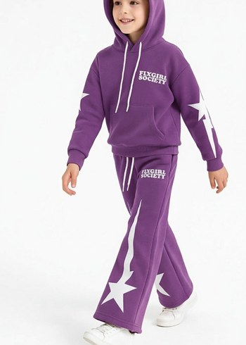 Kız Çocuk Kapüşonlu Eşofman Takımı - Görsel 2