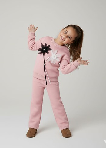 Nakışlı Kız Çocuk Eşofman Takımı - Görsel 4