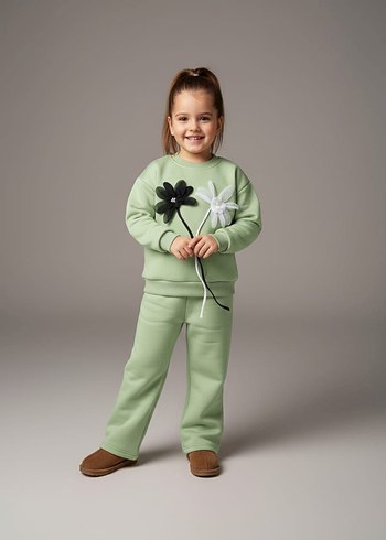 Nakışlı Kız Çocuk Eşofman Takımı - Görsel 5