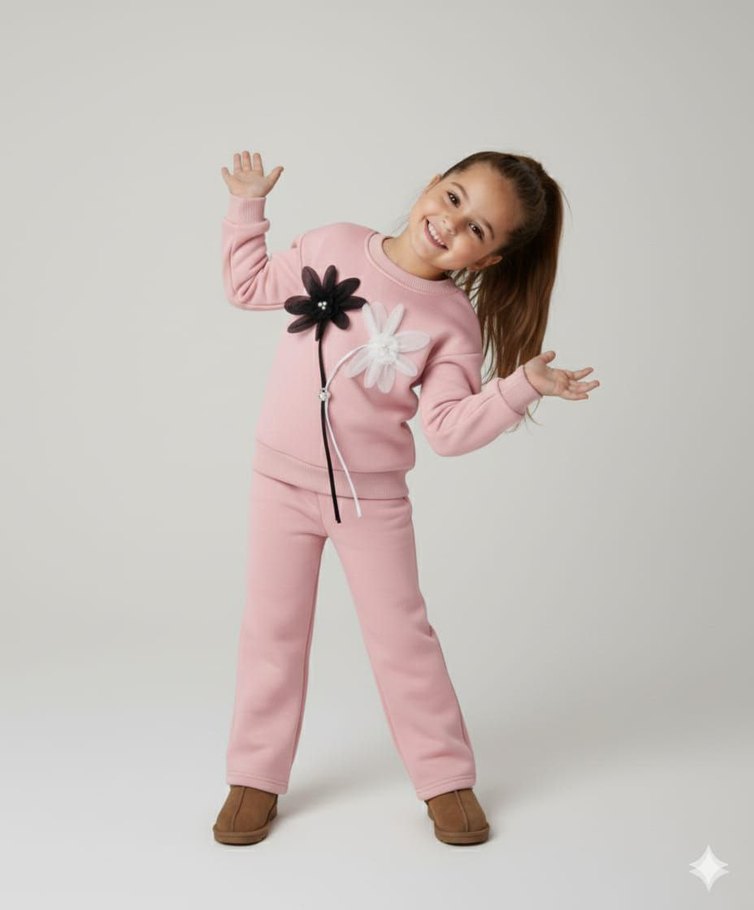 Nakışlı Kız Çocuk Eşofman Takımı - Görsel 4