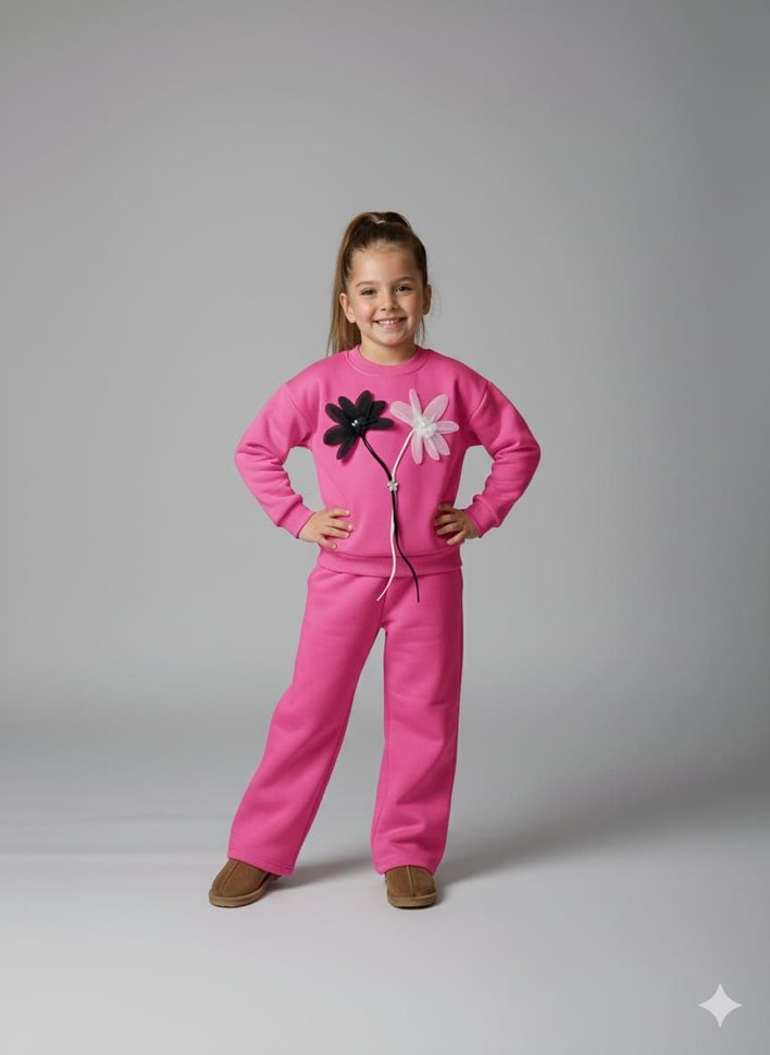 Nakışlı Kız Çocuk Eşofman Takımı - Görsel 2