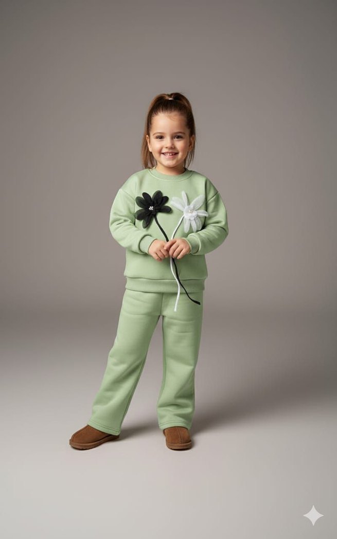 Nakışlı Kız Çocuk Eşofman Takımı - Görsel 5