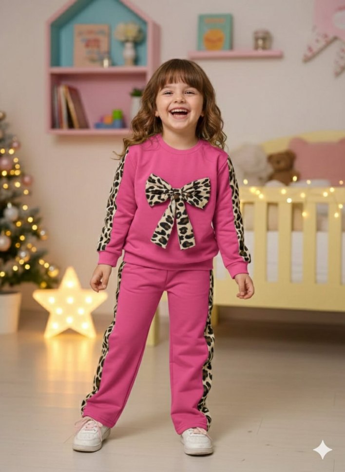Leopar Desenli Kız Eşofman Takımı - Görsel 3