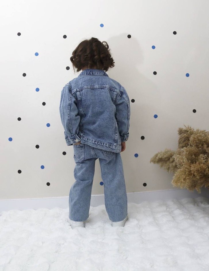 erkek Çocuk Düğmeli Salaş Denim takim - Görsel 2