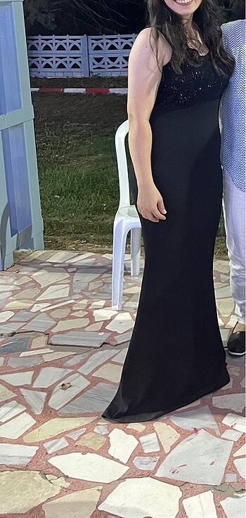 Diğer Payetli siyah abiye balık model