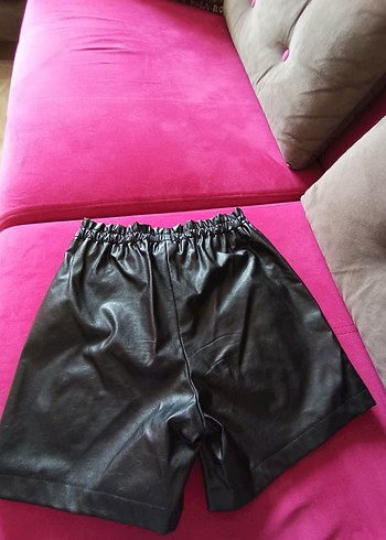 cocuk Siyah Deri Kemerli Mini Şort - Görsel 2