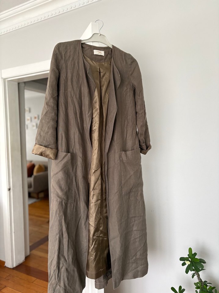 Yeşil uzun trenç - Görsel 2