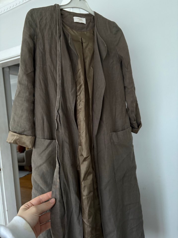 Yeşil uzun trenç - Görsel 4