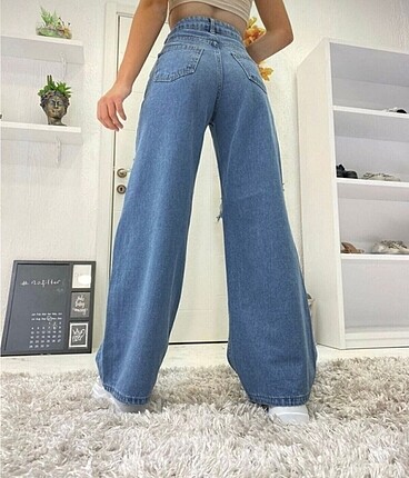 xl Beden Yırtık wide leg jean