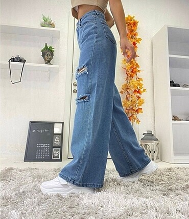 Topshop Yırtık wide leg jean