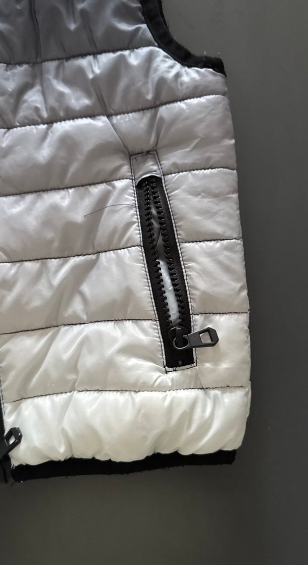 Gri Bağlama Desenli Fermuarlı Erkek çocuk yelek - Görsel 2