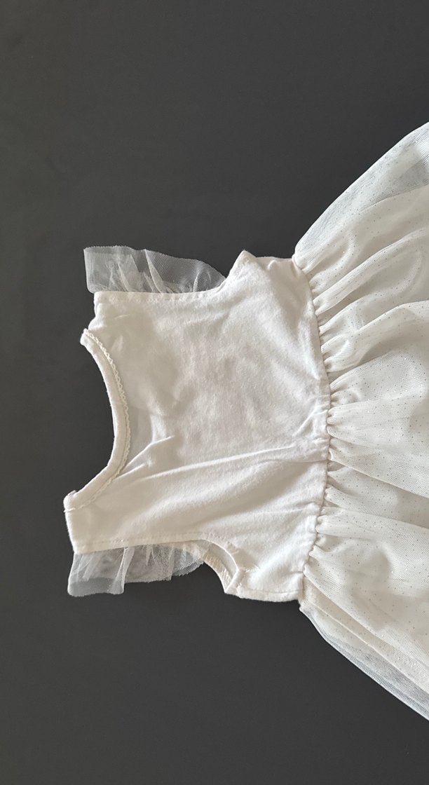 Nakışlı Beyaz Kız Çocuk Elbisesi - Görsel 4