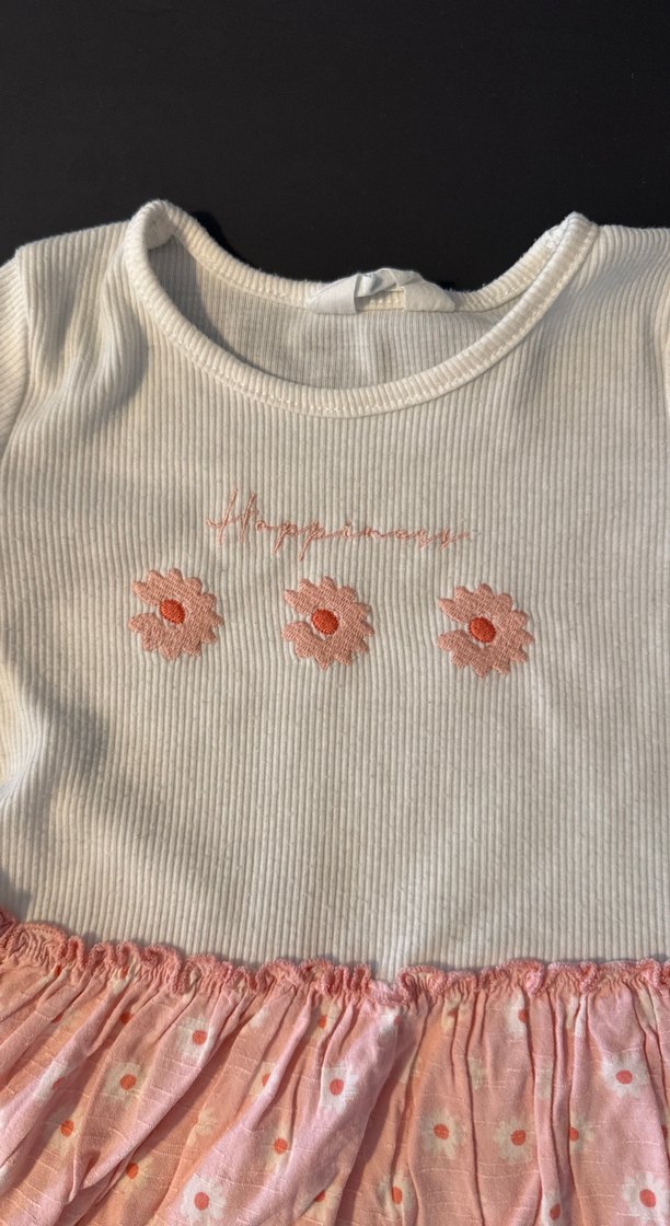 Kız Çocuk Pembe Renkli Pamuklu Elbise - Görsel 2