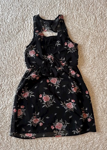 Siyah Çiçek Desenli Midi Bohem Elbise - Görsel 4