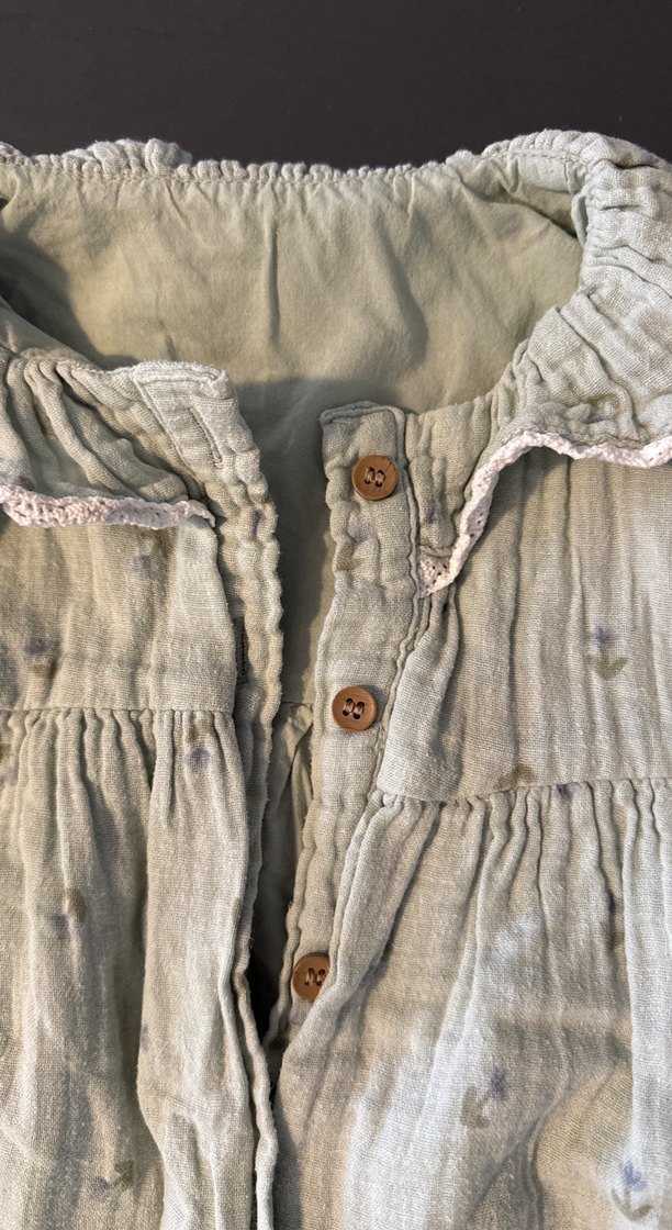 Kız Çocuk Nakışlı Keten Elbise - Görsel 2