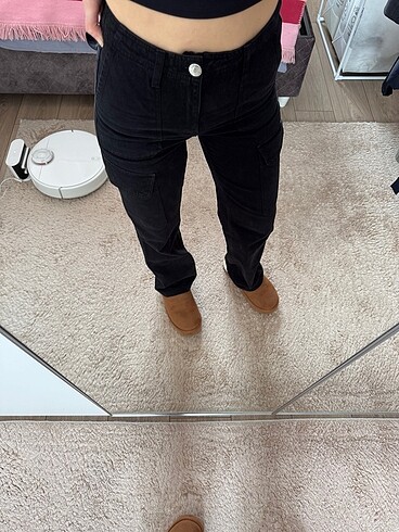 Zara ZARA JOGGER KARGO SİYAH PANTOLON
