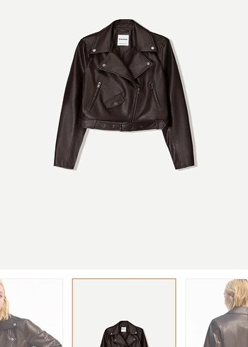 Kahverengi Kısa Deri Biker Ceket - Görsel 2