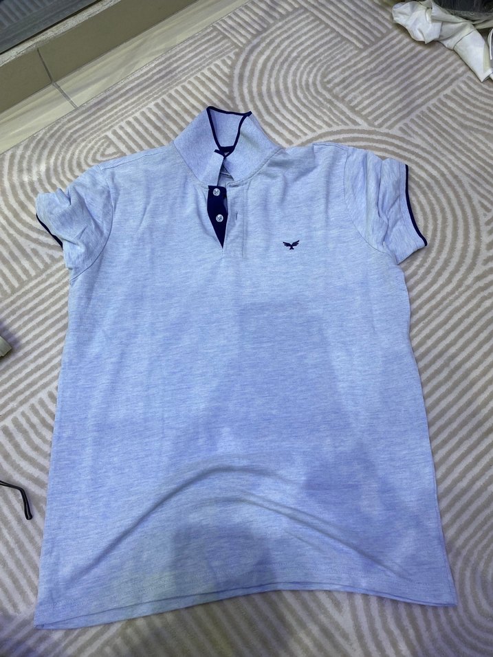 Gri Kısa Kollu Polo Tişört - Görsel 2