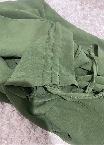 m Beden Yeşil Hamile Bluzu, Kısa Kollu, Fırfırlı