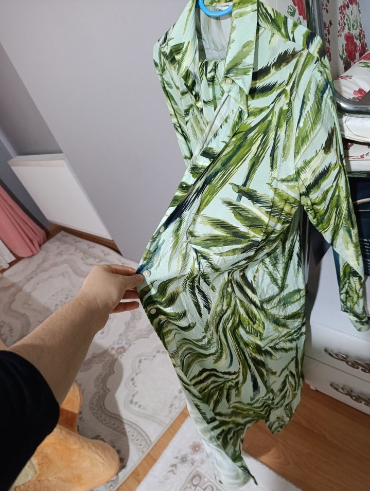 Kadın Yeşil Uzun Bohem Batik Desenli takım - Görsel 2