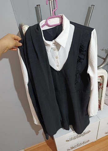 Düğmeli Siyah Gömlekli takım - Görsel 2