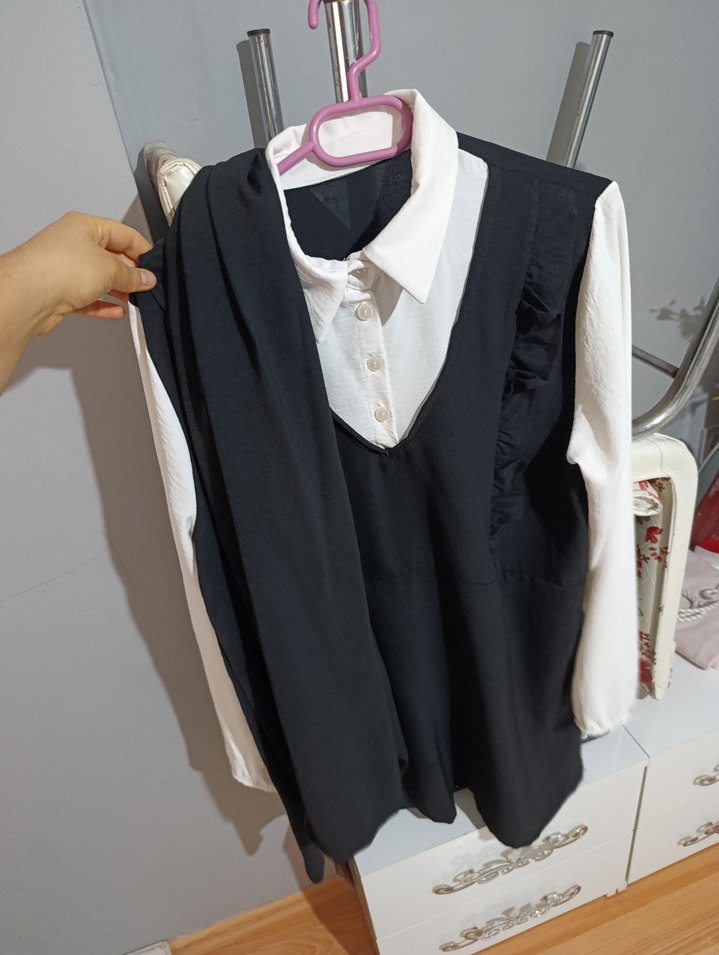 Düğmeli Siyah Gömlekli takım - Görsel 2