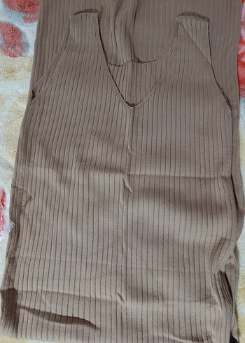 Uzun Kollu Örgü Kahverengi Uzun Elbise - Görsel 2