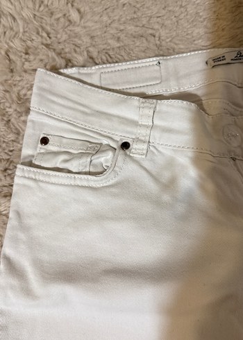 Beyaz Kadın Kumaş Pantolon Midi Boy duşuk bel - Görsel 4