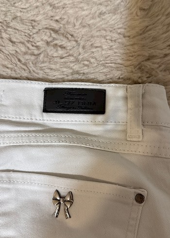 Beyaz Kadın Kumaş Pantolon Midi Boy duşuk bel - Görsel 8