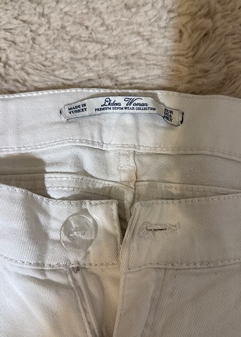 Beyaz Kadın Kumaş Pantolon Midi Boy duşuk bel - Görsel 5