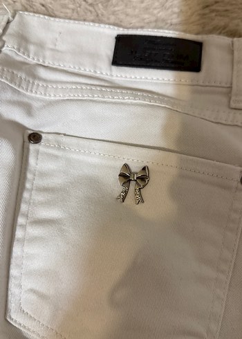 Beyaz Kadın Kumaş Pantolon Midi Boy duşuk bel - Görsel 7