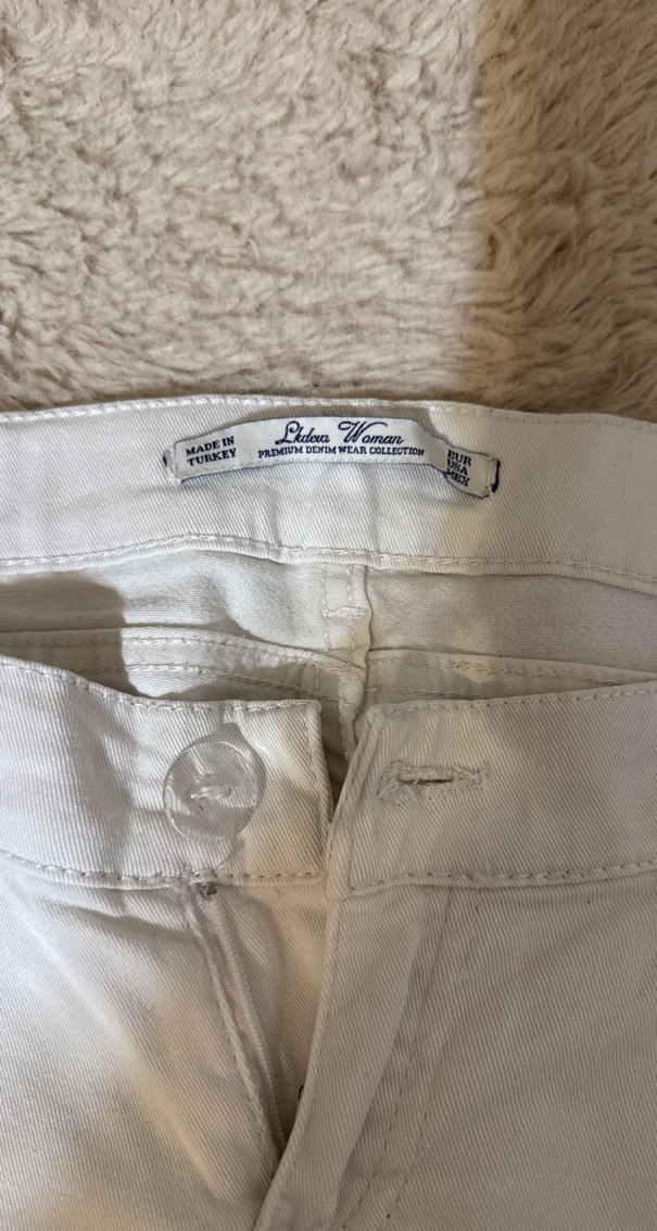 Beyaz Kadın Kumaş Pantolon Midi Boy duşuk bel - Görsel 5