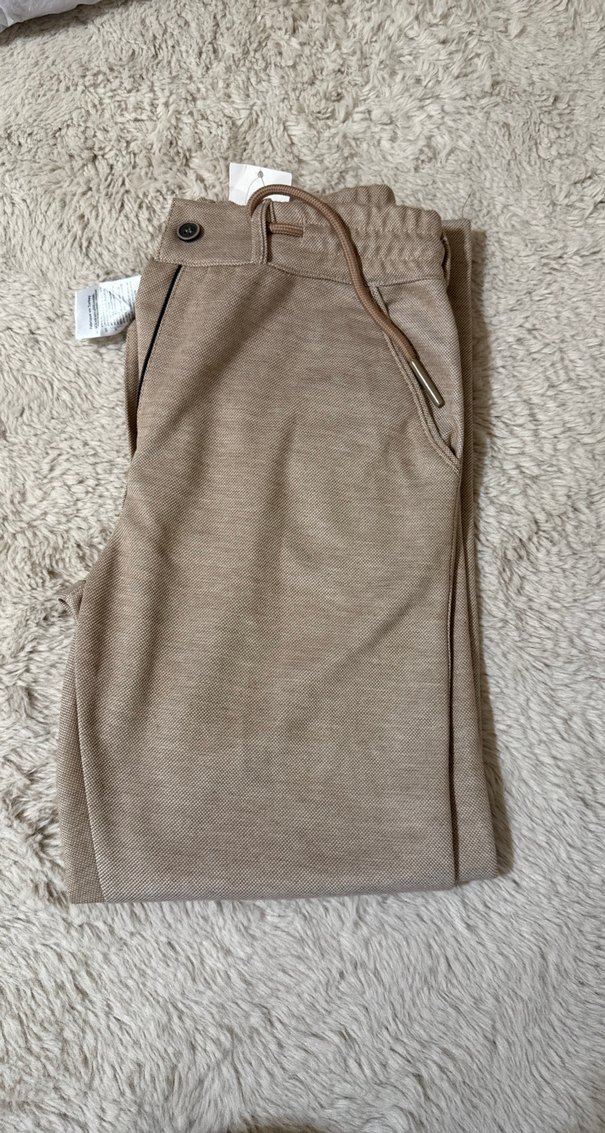 Bej Rahat Kesim Fermuarlı Pantolon - Görsel 2