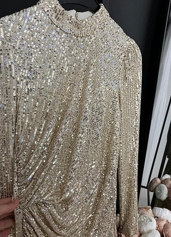 Düz pullu payet abiye şık rahat  - Görsel 3