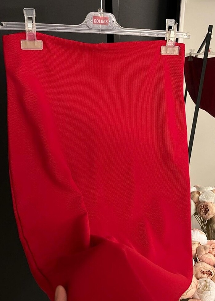 Şık kırmızı kalem etek  - Görsel 2