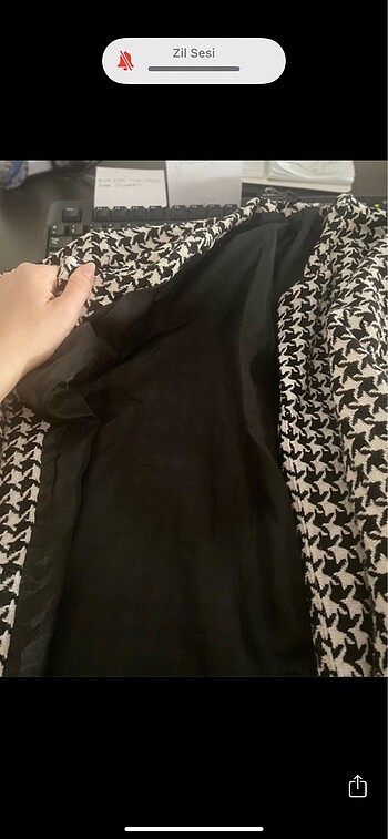 s Beden siyah Renk Kazayağı desen ceket