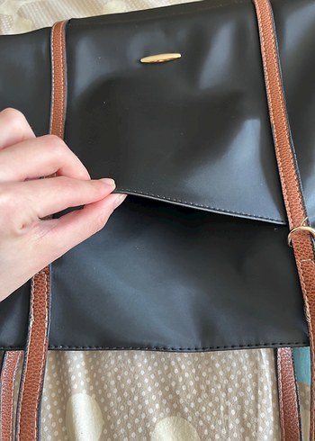  Beden Lucit Bag Eva Siyah Kahverengi Saplı Çanta