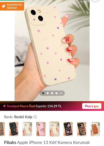 Fibaks iPhone 13 Renkli Kalp Desenli Kılıf