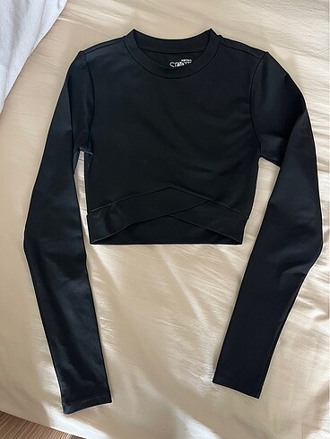 xs Beden Koton Crop Spor Bluz
