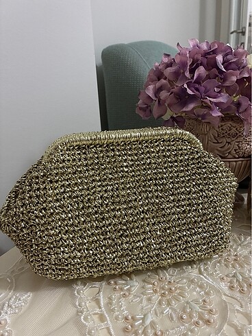 Diğer Kaliteli işçilik gold hasır çanta astarlı ros.bagss