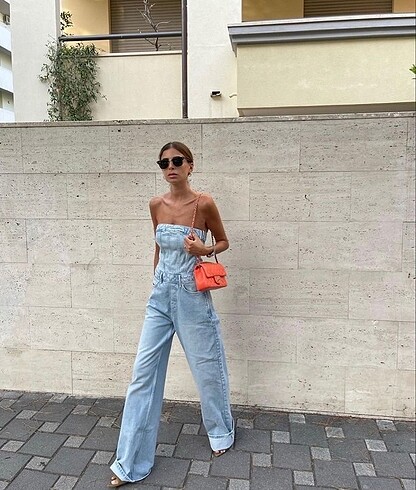 xs Beden mavi Renk Zara kot tulum