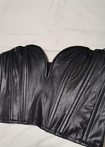 Siyah Deri Straplez Mini Bustiyer - Görsel 3