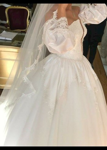 Straplez A Kesim Uzun Beyaz Gelinlik - Görsel 2