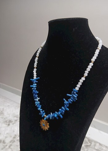 Mavi Boncuklu Bohem Kısa Kolye - Görsel 3