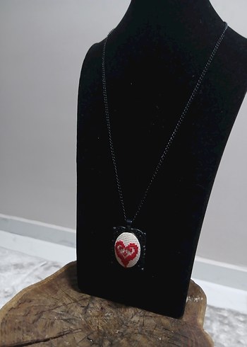 İşlemeli Boncuklu Gotik Midi Kolye Siyah - Görsel 3