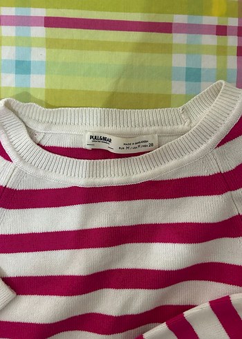 Pembe Çizgili Uzun Kollu Kadın Triko - Görsel 2