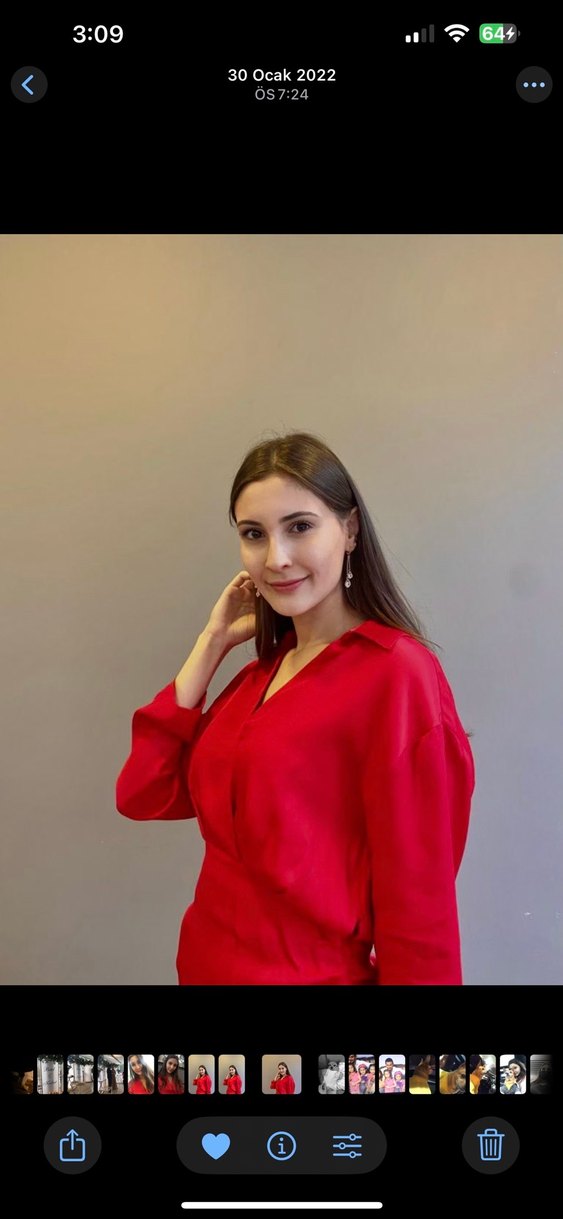 Kırmızı V Yaka Drapeli Mini Elbise - Görsel 2