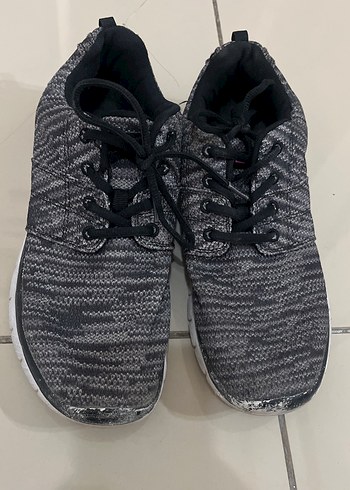 Gri Yılan Desenli Elastik Kadın Spor Ayakkabı - Görsel 2