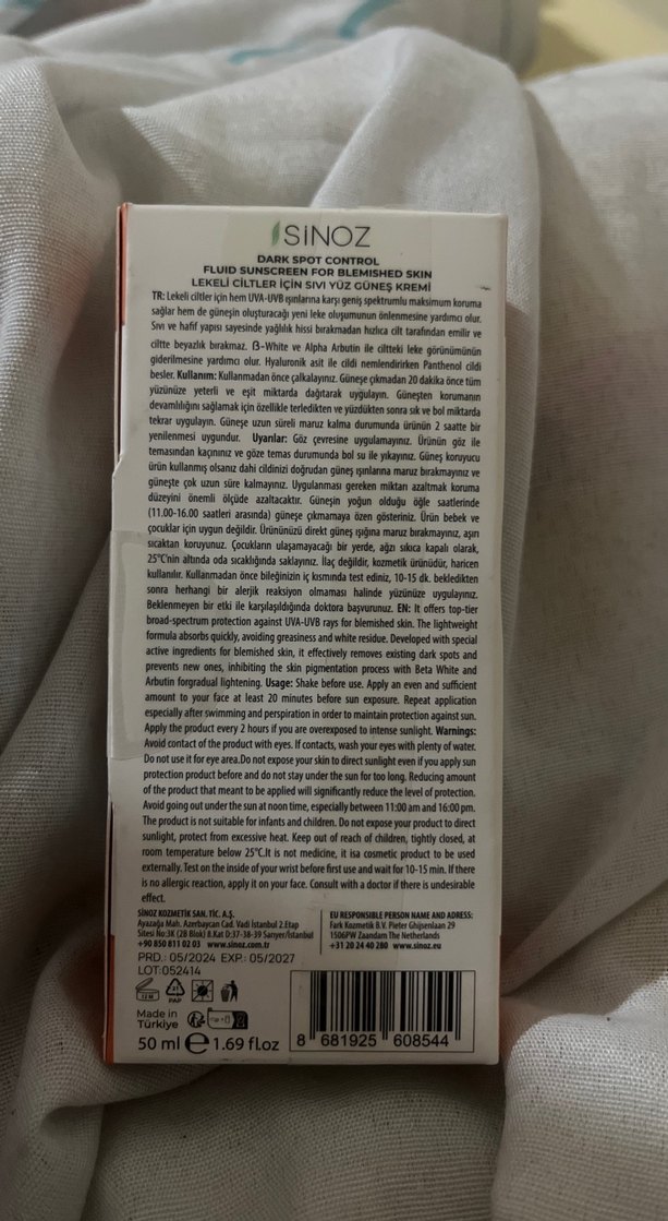 Sinoz Dark Spot Control SPF 50 Güneş Kremi - Görsel 2