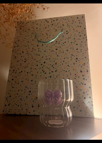 Fiyonklu Mor Cam Bardak - Görsel 2